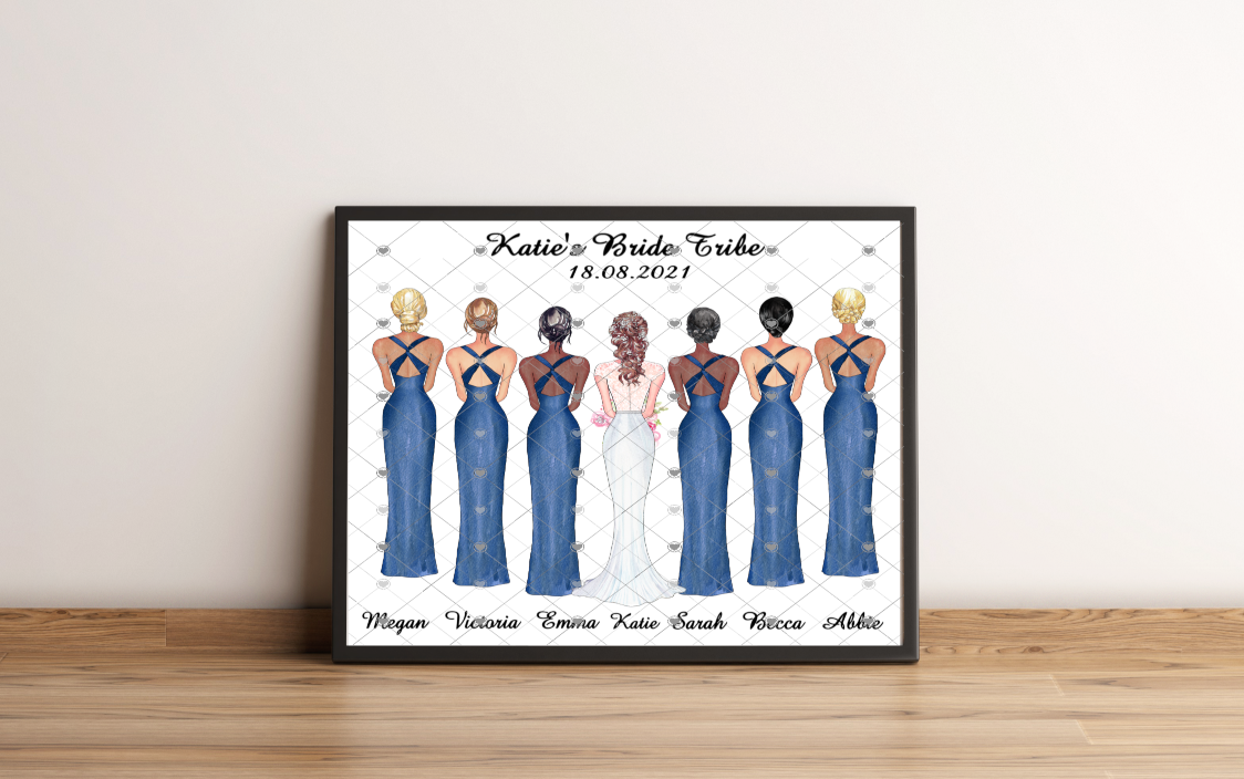 Bride Tribe Personalised Print, Bride Squad Custom Picture - Click Image to Close